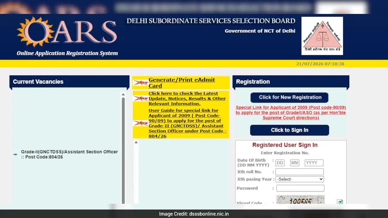 DSSSB Opens Application Window For 606 Assistant Section Officer Posts: Check Details