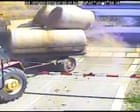 Train crashes through farm trailer after tractor driver stops on tracks in Poland – video